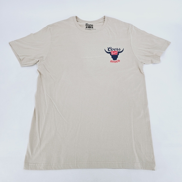 Coors Banquet Beer Rodeo Bull Horns Graphic Tee Men's Top - Picture 2 of 9